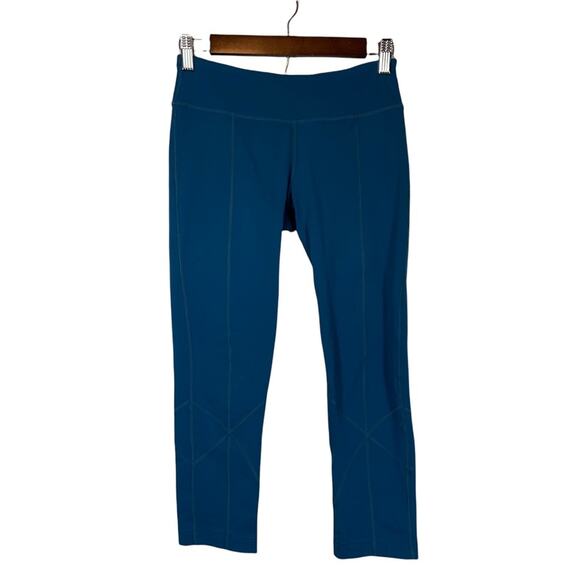 PrAna Teal Blue Capri Cropped Leggings Size Woman's Small - Picture 1 of 7